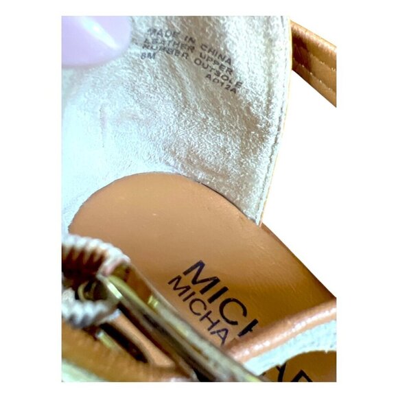 MICHAEL Michael Kors "Darci" Leather Embossed Thong Sandal White Gray Size 8M - Picture 6 of 12